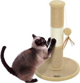 PawHut Cat Scratching Post Jute Sisal Rope for Indoor Cats 47cm Tall Brown
