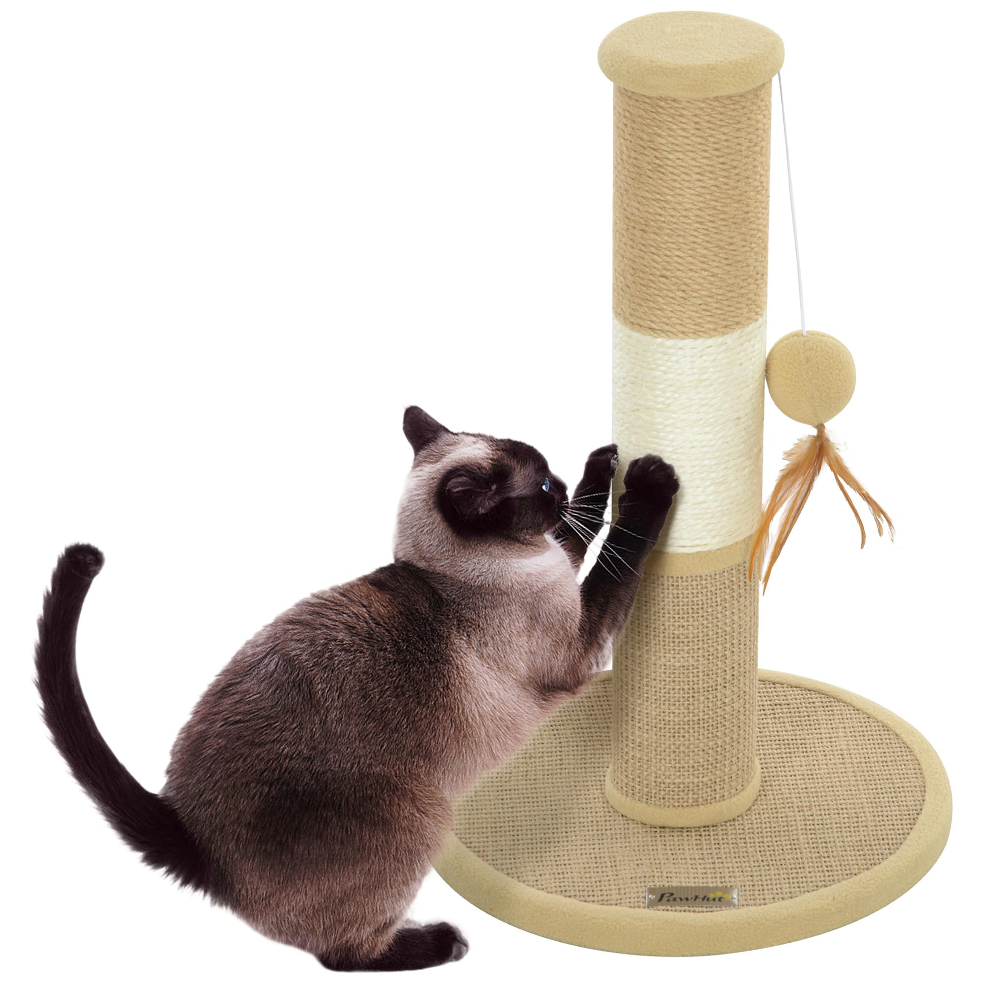 PawHut Cat Scratching Post Jute Sisal Rope for Indoor Cats 47cm Tall Brown