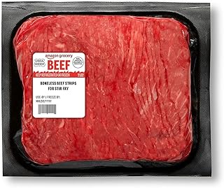 Amazon Grocery, Beef Strips for Stir Fry, Boneless, USDA Choice, Weight Varies