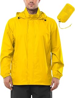 Outdoor Ventures Men's Lightweight Rain Jacket Waterproof Waterproof Hooded Active Windbreaker Outdoor Jacket