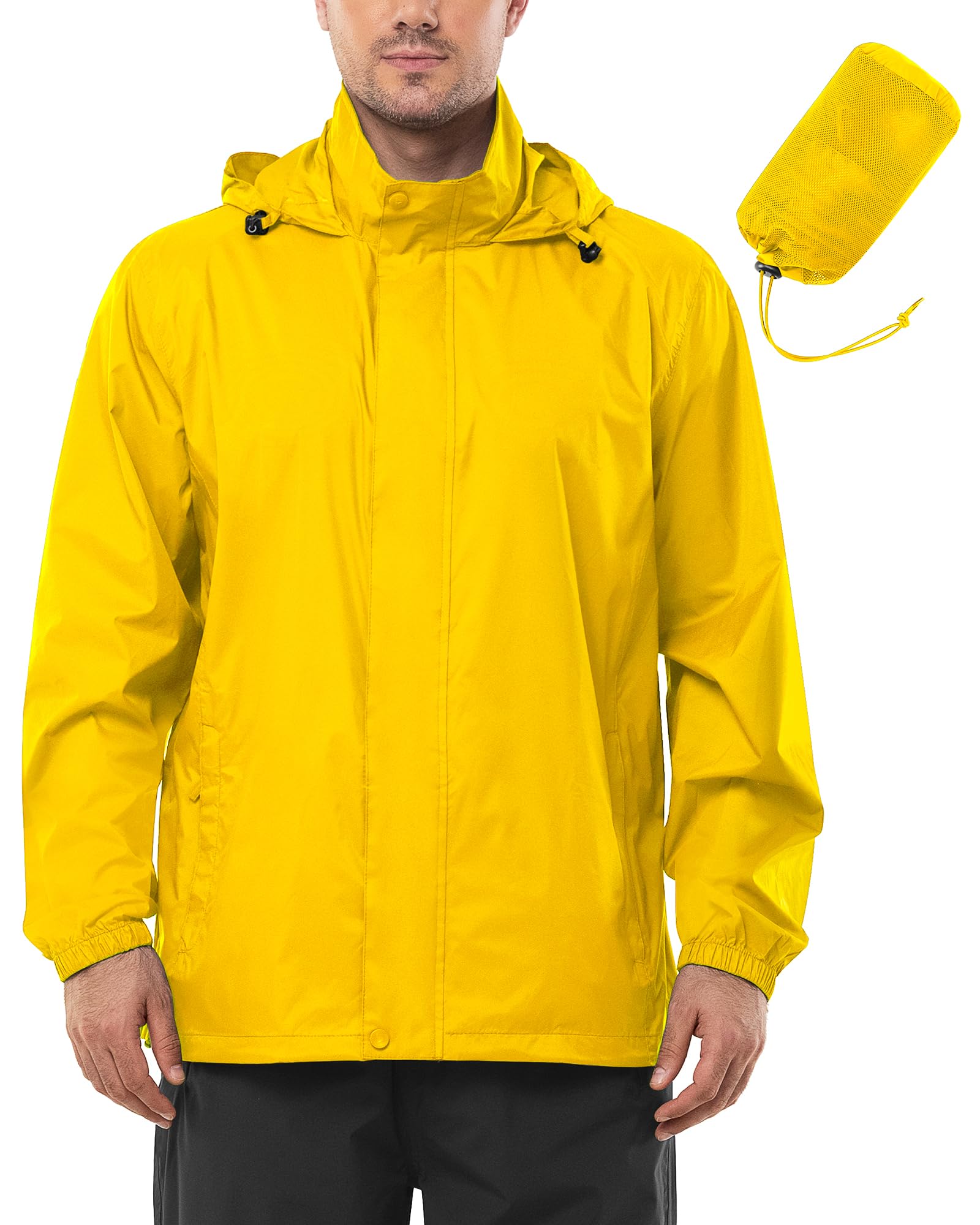 Outdoor Ventures Men's Lightweight Rain Jacket Waterproof Waterproof Hooded Acti