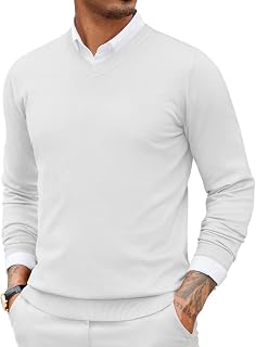 COOFANDY Mens Casual V Neck Sweater Knit Slim Fit Long Sleeve Pullover Top