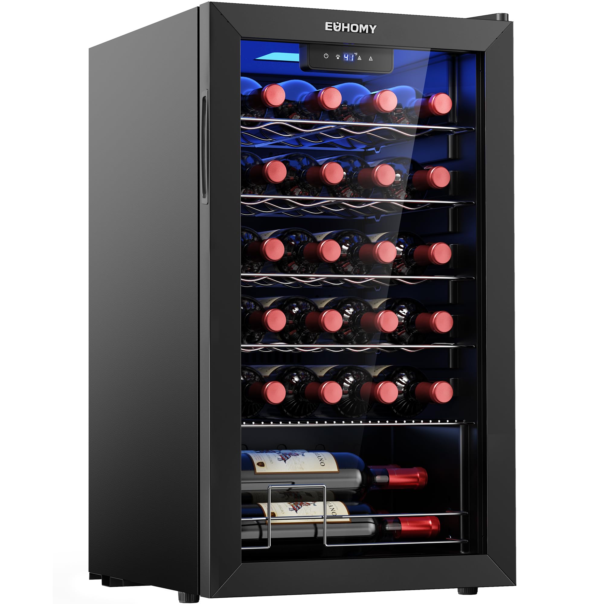 EUHOMY 25 bottle Wine Cooler Refrigerator, Wine Fridge Glass Door, Black | 3.2 C