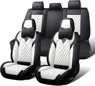 Car Seat Covers Full Set for Toyota Sienna 2000-2026, Waterproof Nappa Leather Car Seat Cover, Full Coverage Car Seat Covers Sets(5 Seats with Headrests/Black White)