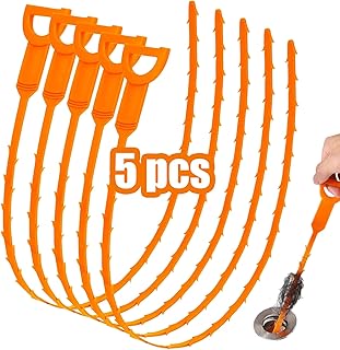 Drain Snake, 5 Pack Sink Snake for Drain Clog Remover, 20'' Snake Drain Cleaner Tool, Shower Drain Hair Catcher for Bathtubs & Sinks (5PCS)