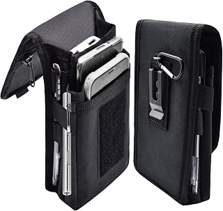 KATOLK Dual Phone Holster, Large Smartphone Pouch, Belt Clip Tool Pouch, Multi-Purpose Tactical Cellphone Holder for Working, Hiking, Camping, Barbecue, Rescue (XL)