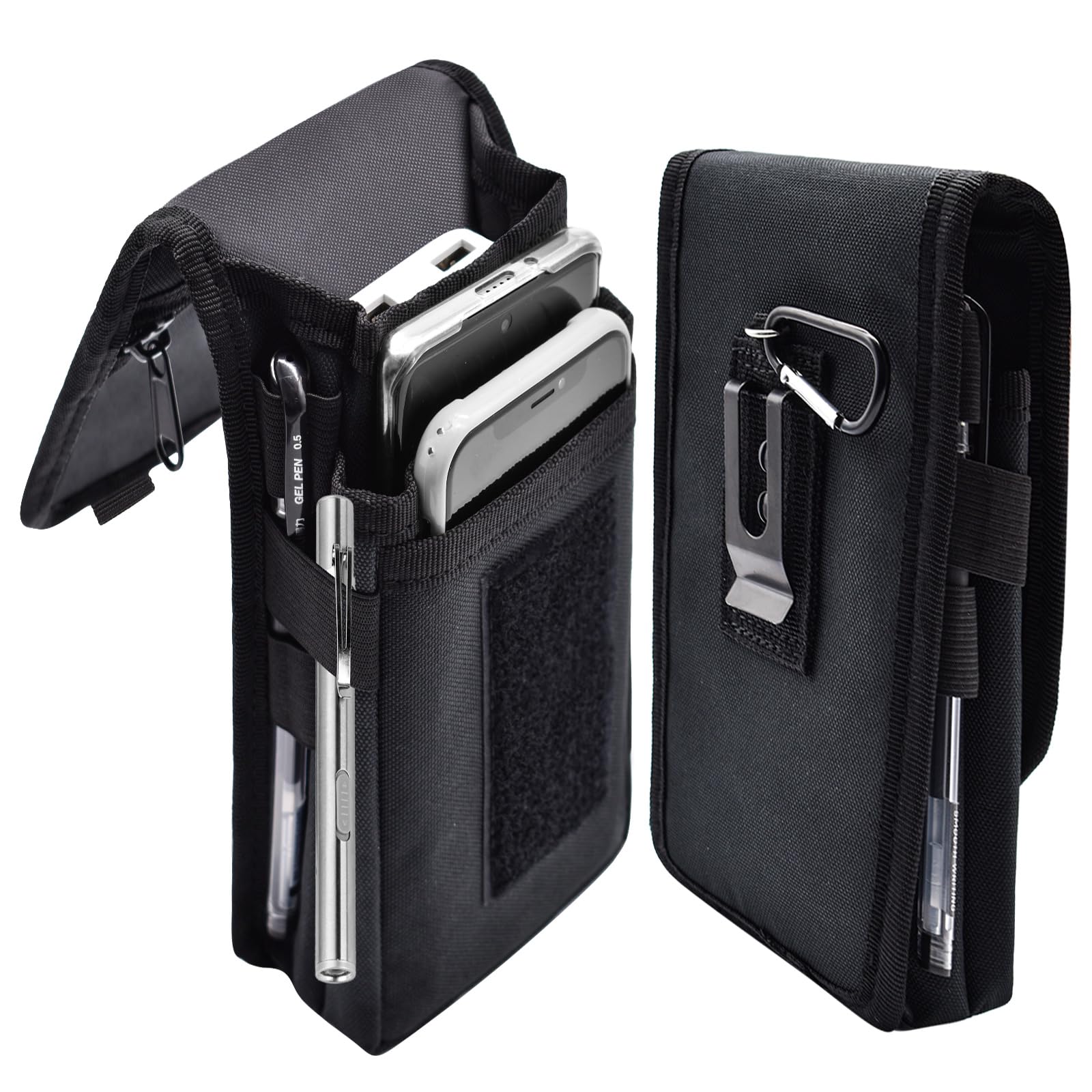 KATOLK Dual Phone Holster, Large Smartphone Pouch, Belt Clip Tool Pouch, Multi-P