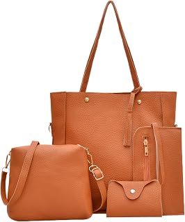 4Pcs PU Crossbody Bags Set – Pattern Shoulder Bags for Women, Multi-Functional Purse with Card Holder and Clutch