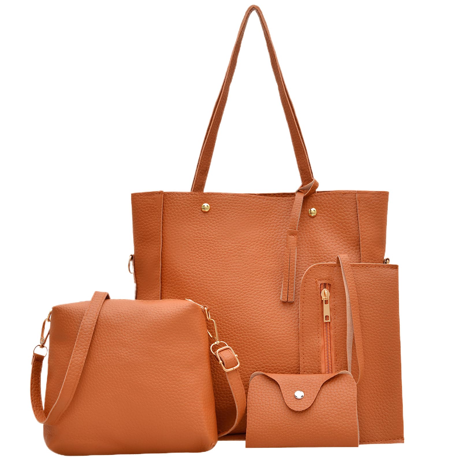 4Pcs PU Crossbody Bags Set – Pattern Shoulder Bags for Women, Multi-Functional P