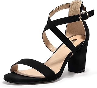 IDIFU Sandales à talons carrés à bout ouvert pour femme