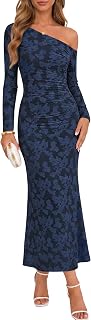 ZESICA Women's Fall Floral Off Shoulder Wedding Guest Dresses
