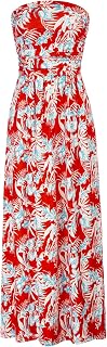 GRACE KARIN Women Strapless Dress Casual Loose Ruched Long Maxi Dress with Pockets