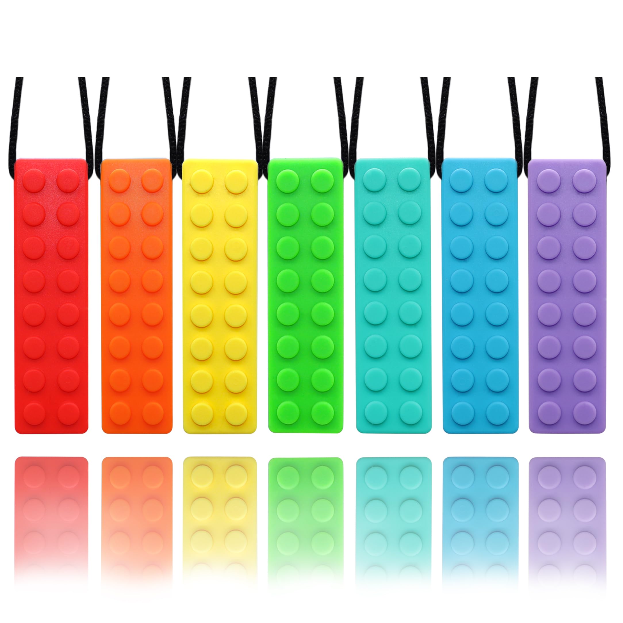 7 Pack Chew Necklaces for Sensory Kids, Chewy Toys for Autistic Children, Oral M