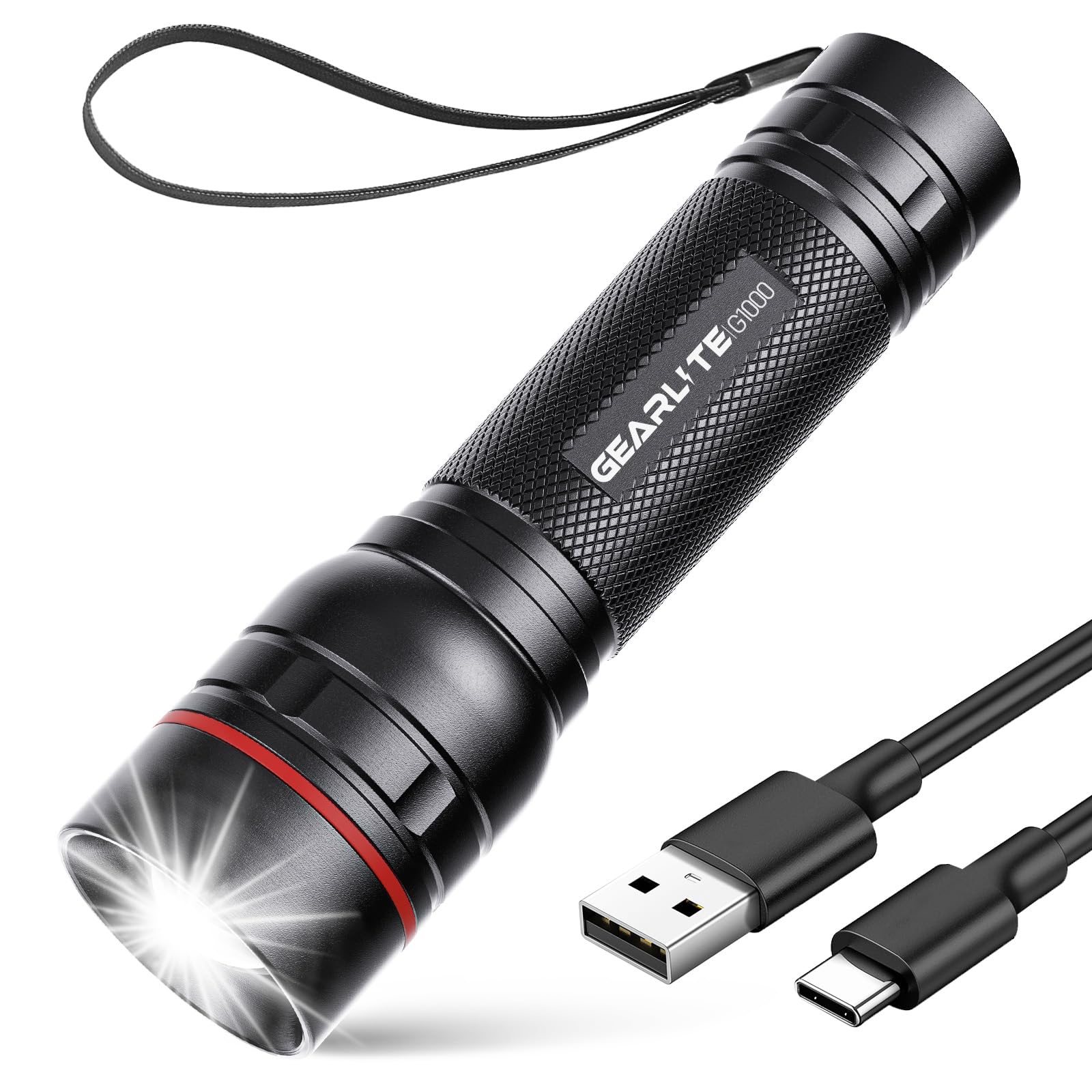 GEARLITE Rechargeable LED Torch, 2000LM Torches LED Super Bright with 3 Modes, P