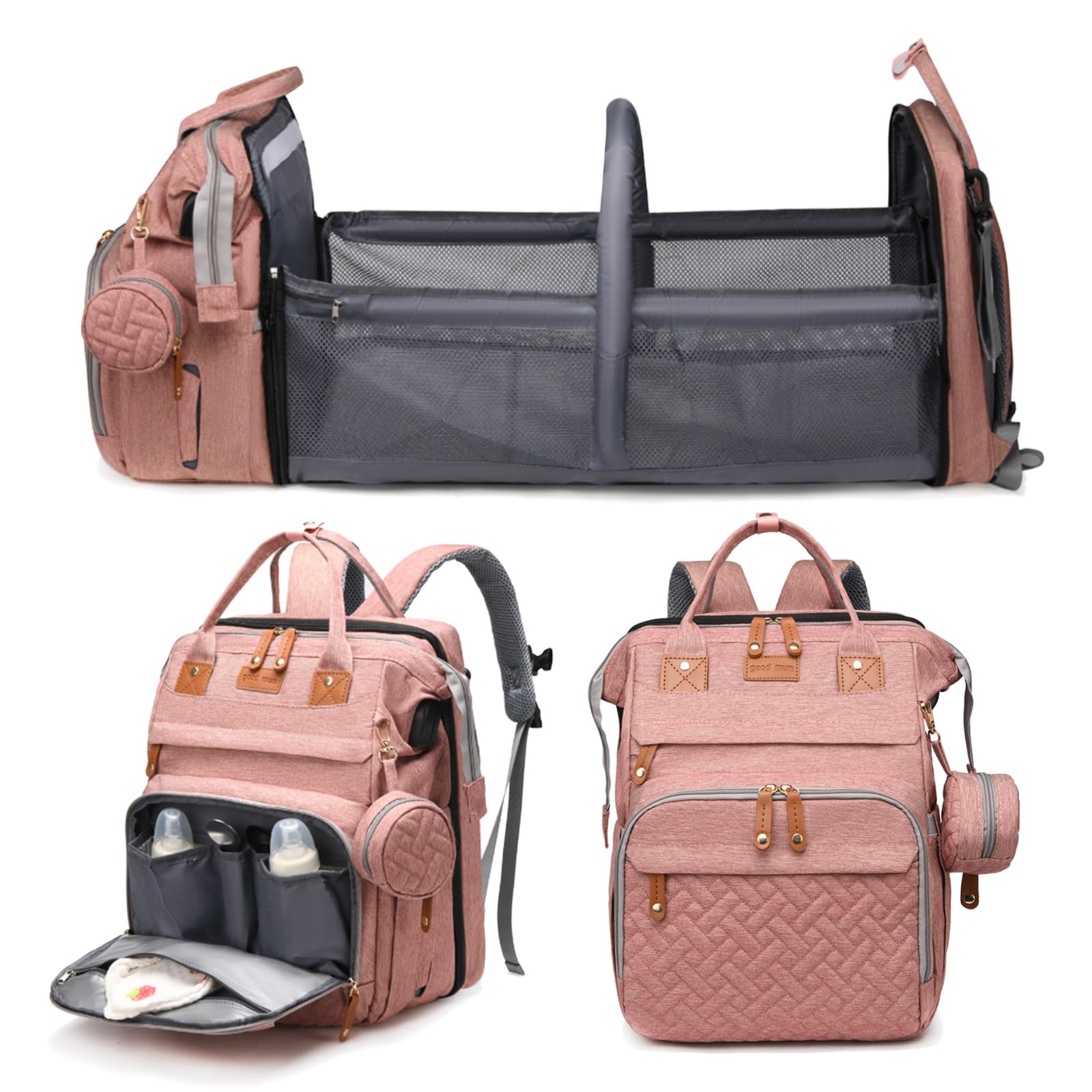 Jeryswet Baby Diaper Bags with Changing Station, Waterproof Large Capacity Diape