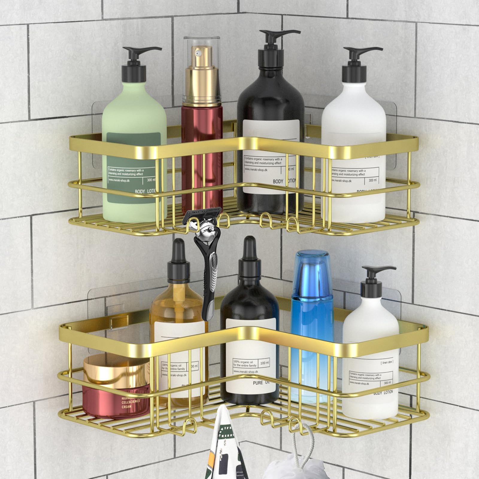 Corner Shower Caddy 2 Pack - Bathroom Shelves No Drilling, Rustproof Stainless S