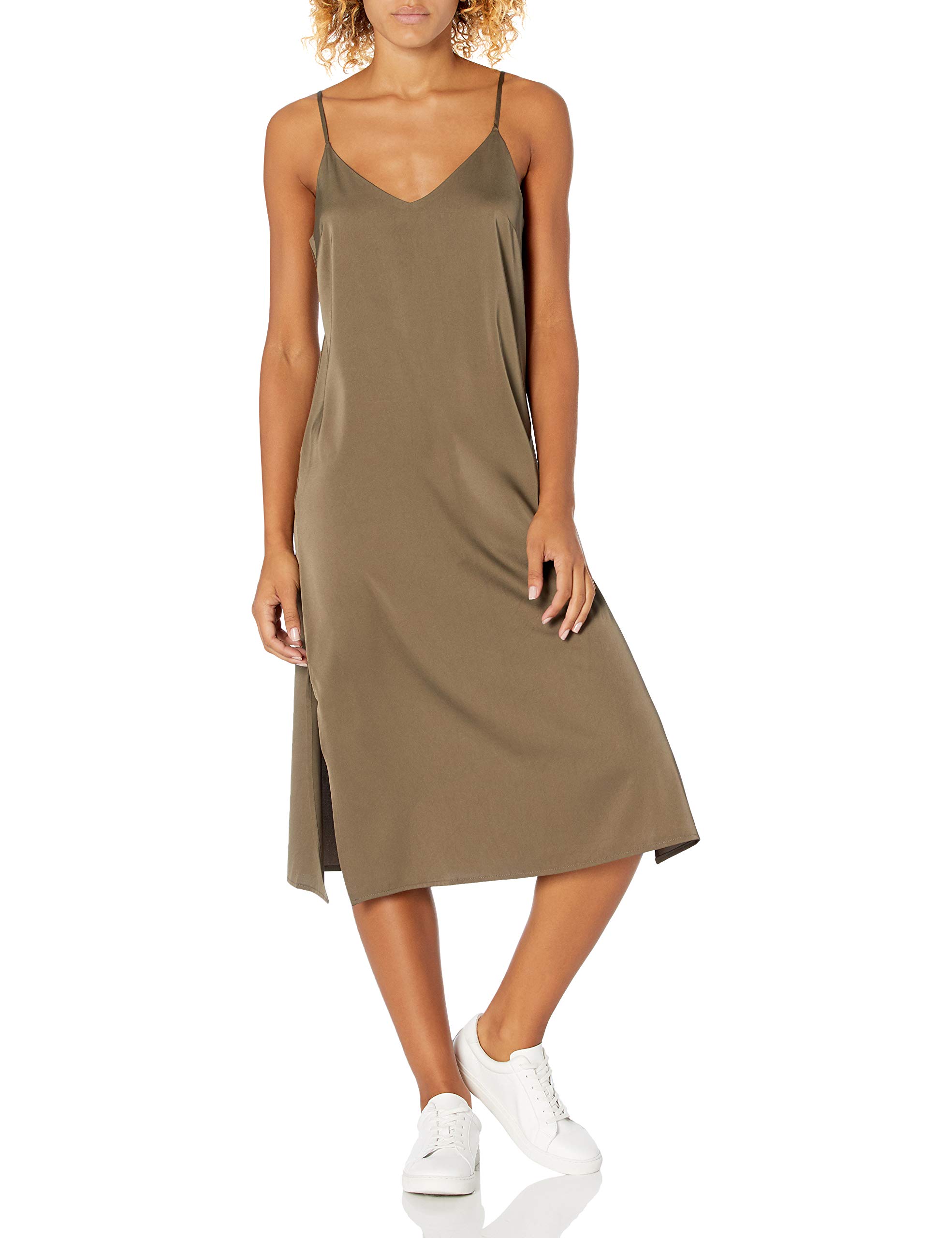 The Drop Women's Ana Silky V-Neck Midi Slip