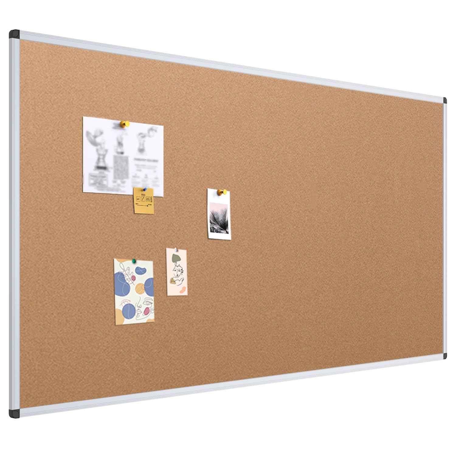 VIZ-PRO Large Cork Bulletin Board, 96 X 48 Inches, Wall-Mounted Corkboard with S