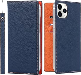 ELTEKER iPhone 12 Pro Max Mobile Phone Case [Genuine Leather] Flip Case with Card Slot, Protective Leather Case for iPhone 12 Pro Max - Blue