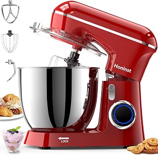 Honinst 1400W Stand Mixers, 6.5L 10-Speed Tilt-Head Electric Food Mixer