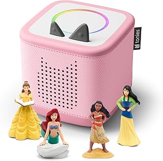 Toniebox 2 Audio Player Disney Princess Bundle for Kids 3+ with Moana, Ariel, Mulan, and Belle [English] - Cloud Pink