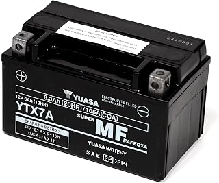 Yuasa YTX7A 12V 105 CCA Maintenance Free AGM VRLA Motorbike Battery | 6.3 Ah Capacity, 150 x 87 x 94 mm Size, 2.6 kg Weight, Brass Terminals, Enhanced Vibration & Corrosion Resistance