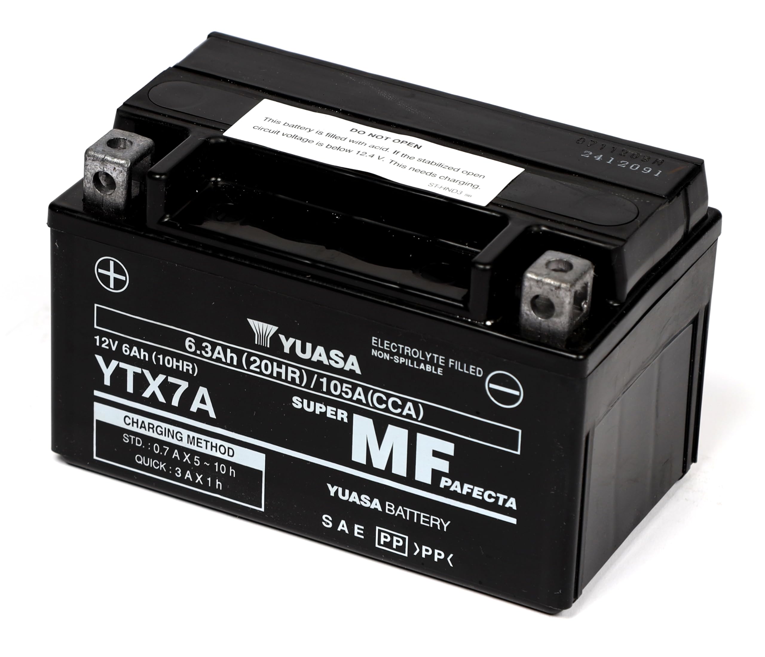 Yuasa YTX7A 12V 105 CCA Maintenance Free AGM VRLA Motorbike Battery | 6.3 Ah Cap
