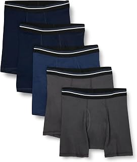 Amazon Essentials Men's Breathable Cotton Boxer Briefs Without Tags, Pack of 5