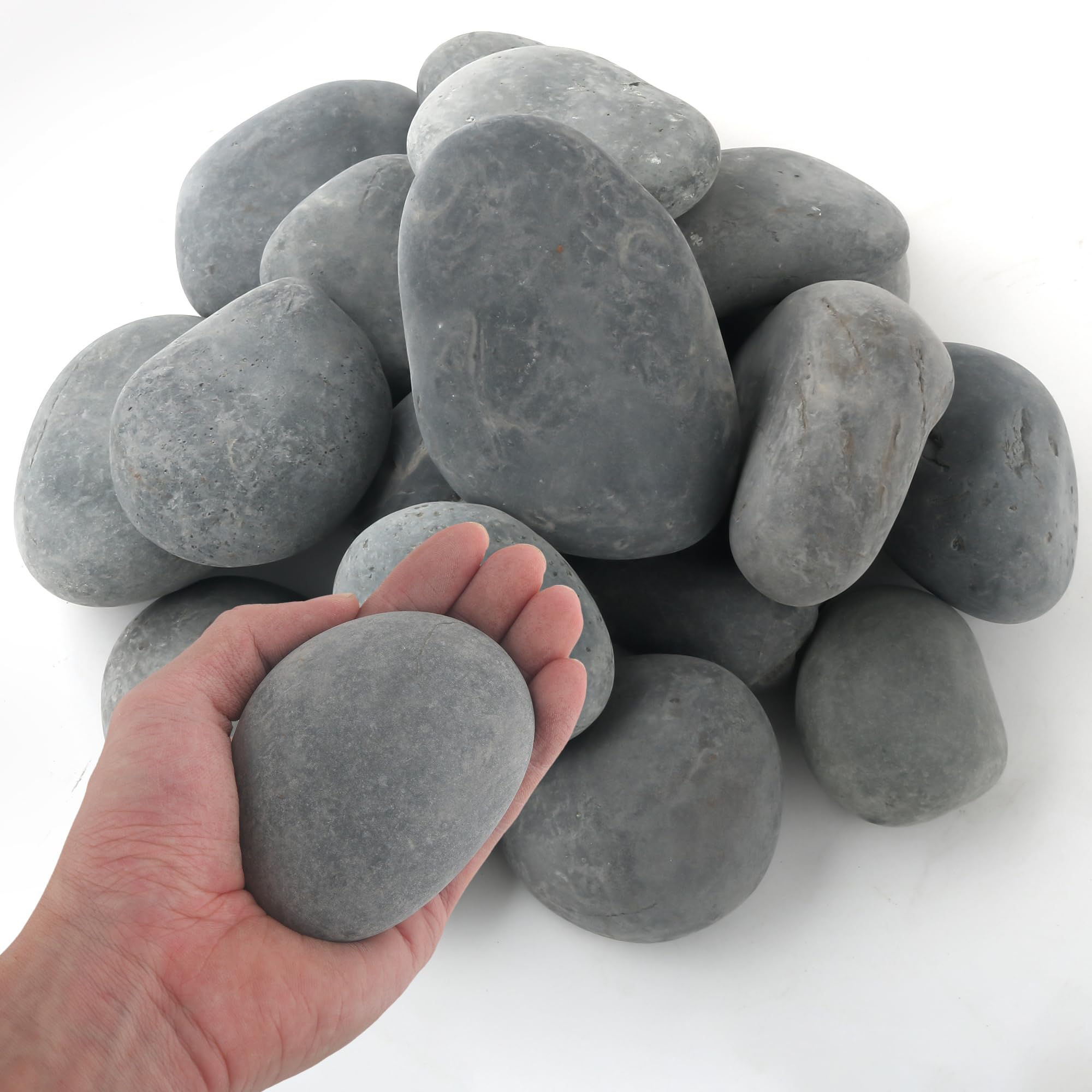 Quibbay 5 lbs Mexican Beach Pebbles, 2-3 Inch Decorative River Rocks for Fish Ta