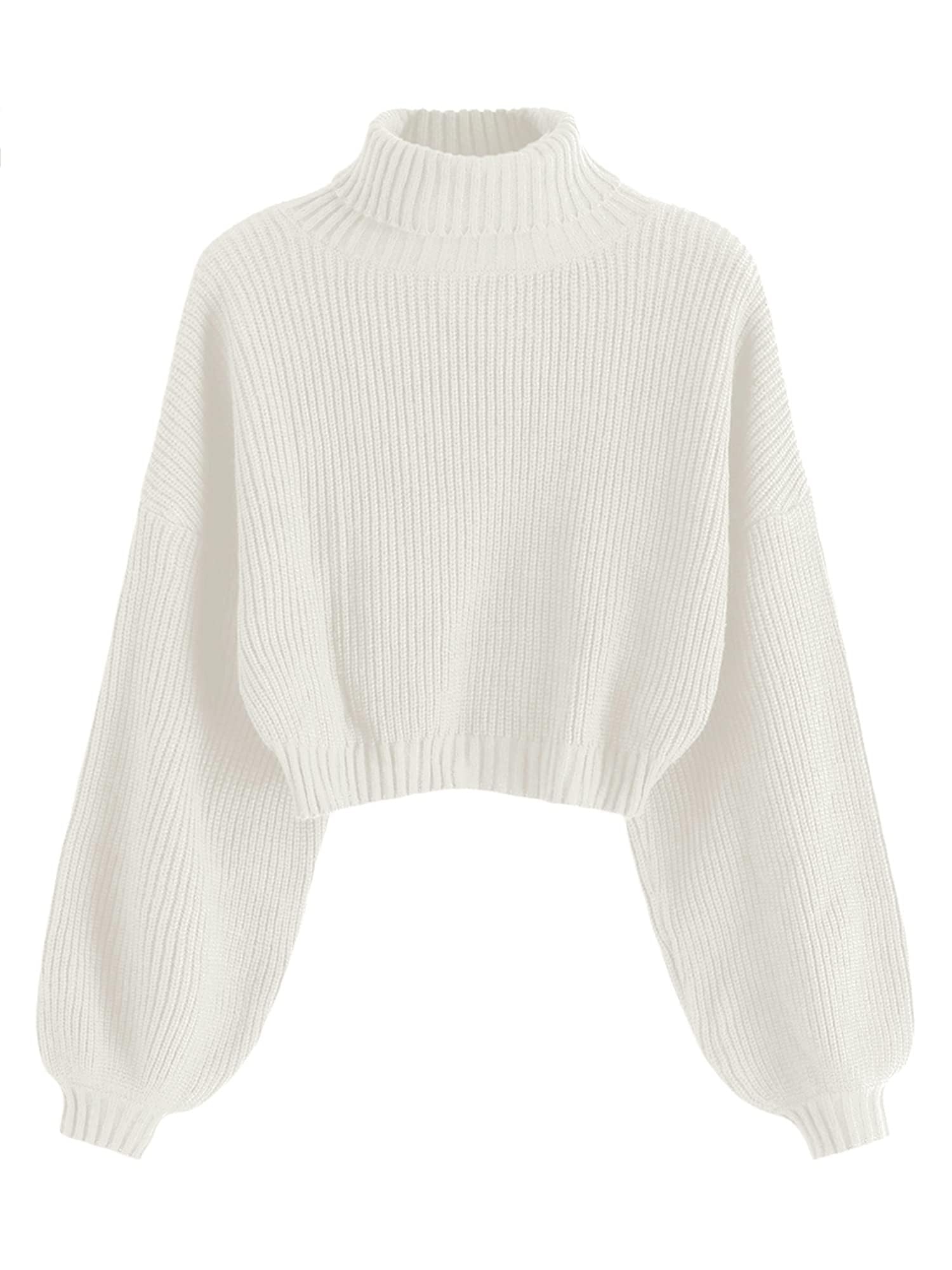 ZAFUL Women's Long-Sleeved Loose Pullover Sweater Solid Colour One Size