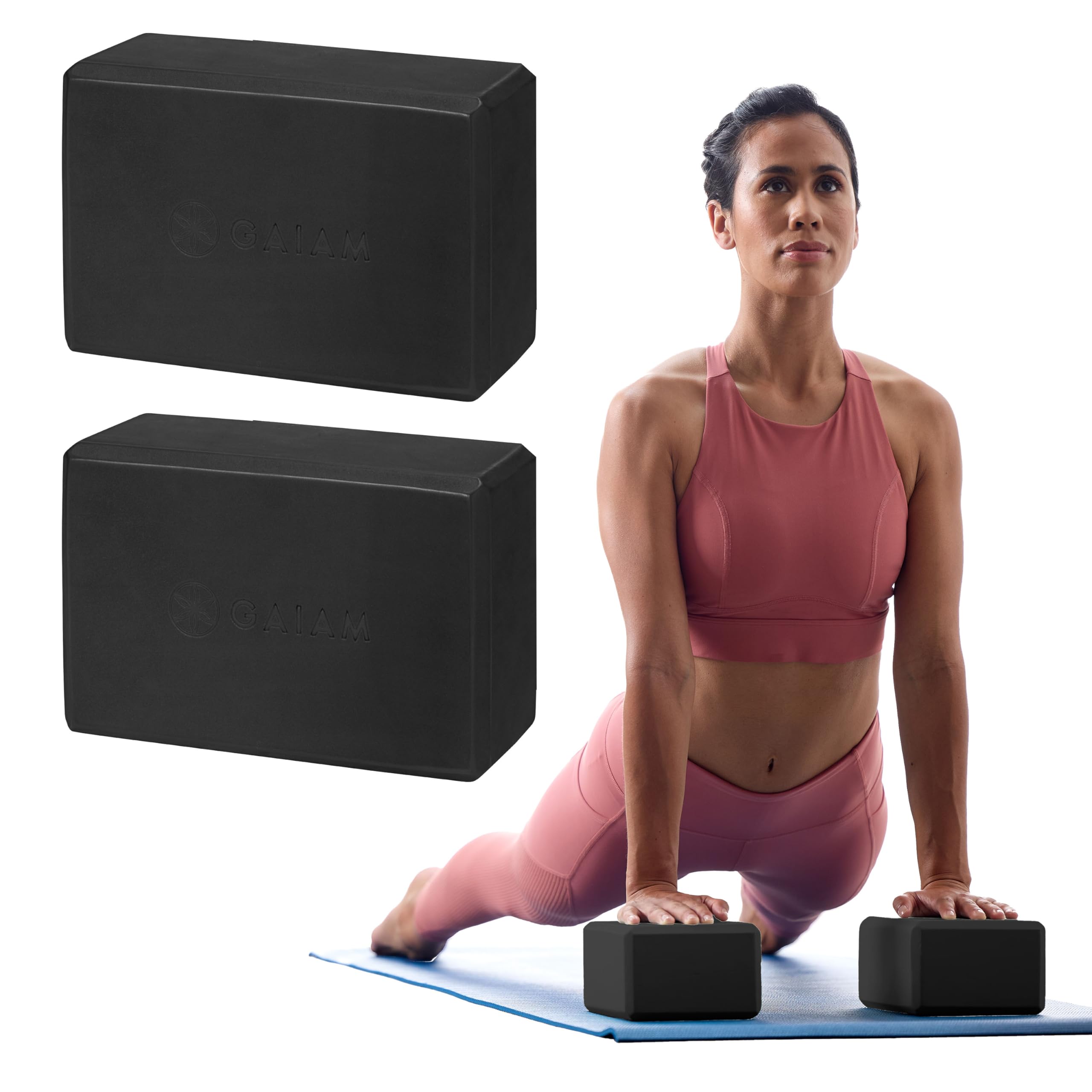 Gaiam Yoga Block - Supportive Latex-Free Eva Foam - Soft Non-Slip Surface with B
