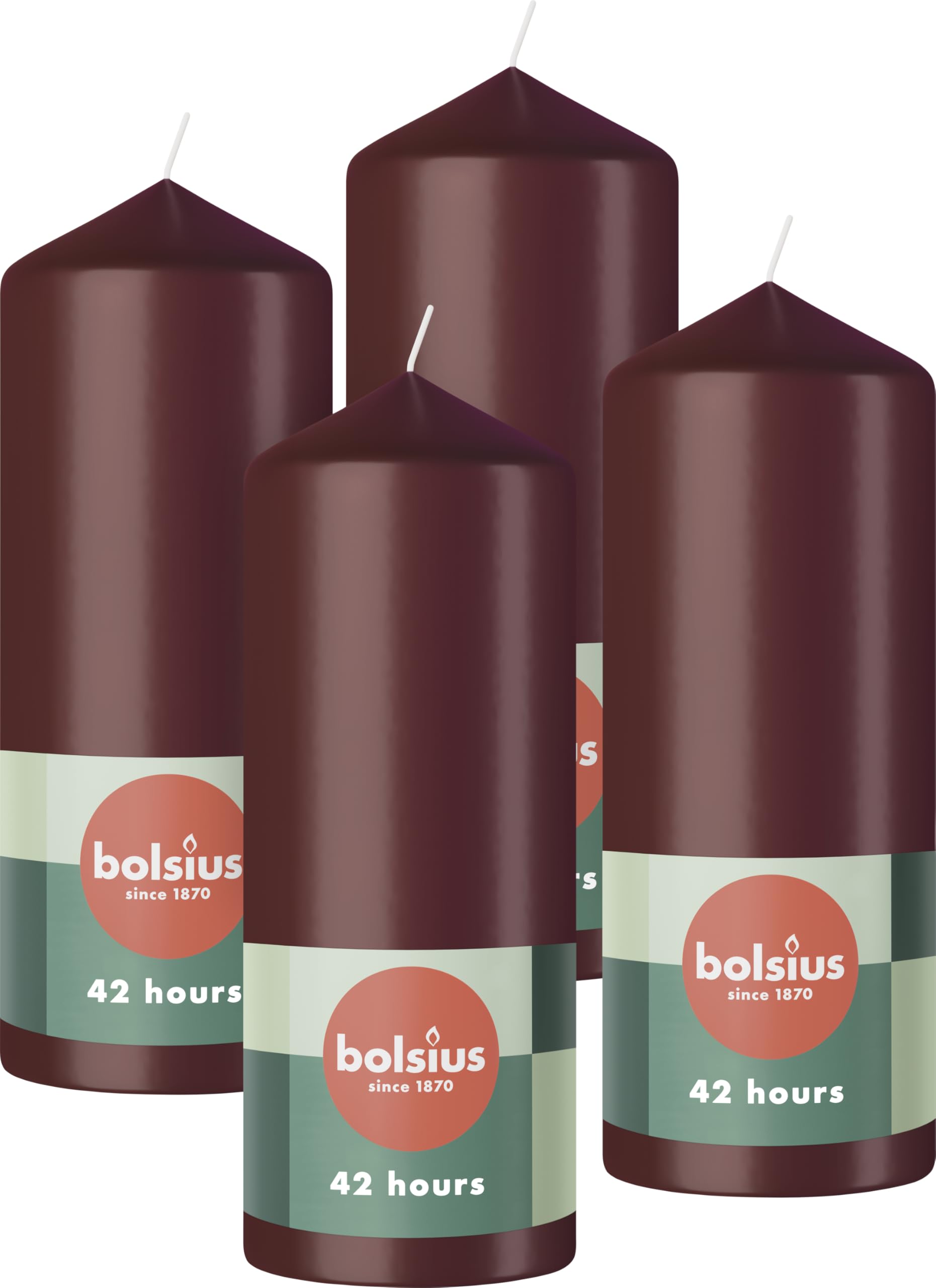 Bolsius Dark Red Pillar Candles - Pack of 4 - 15 x 6 cm - Home Decorative Candle