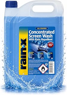 Rain-X Concentrated Screenwash with Rain Repellent - Down to -15°C - 5L | Superior Visibility & Protection for All Seasons - Prevents Freezing Down to -15°C - Streak-Free & Water-Repellent Formula