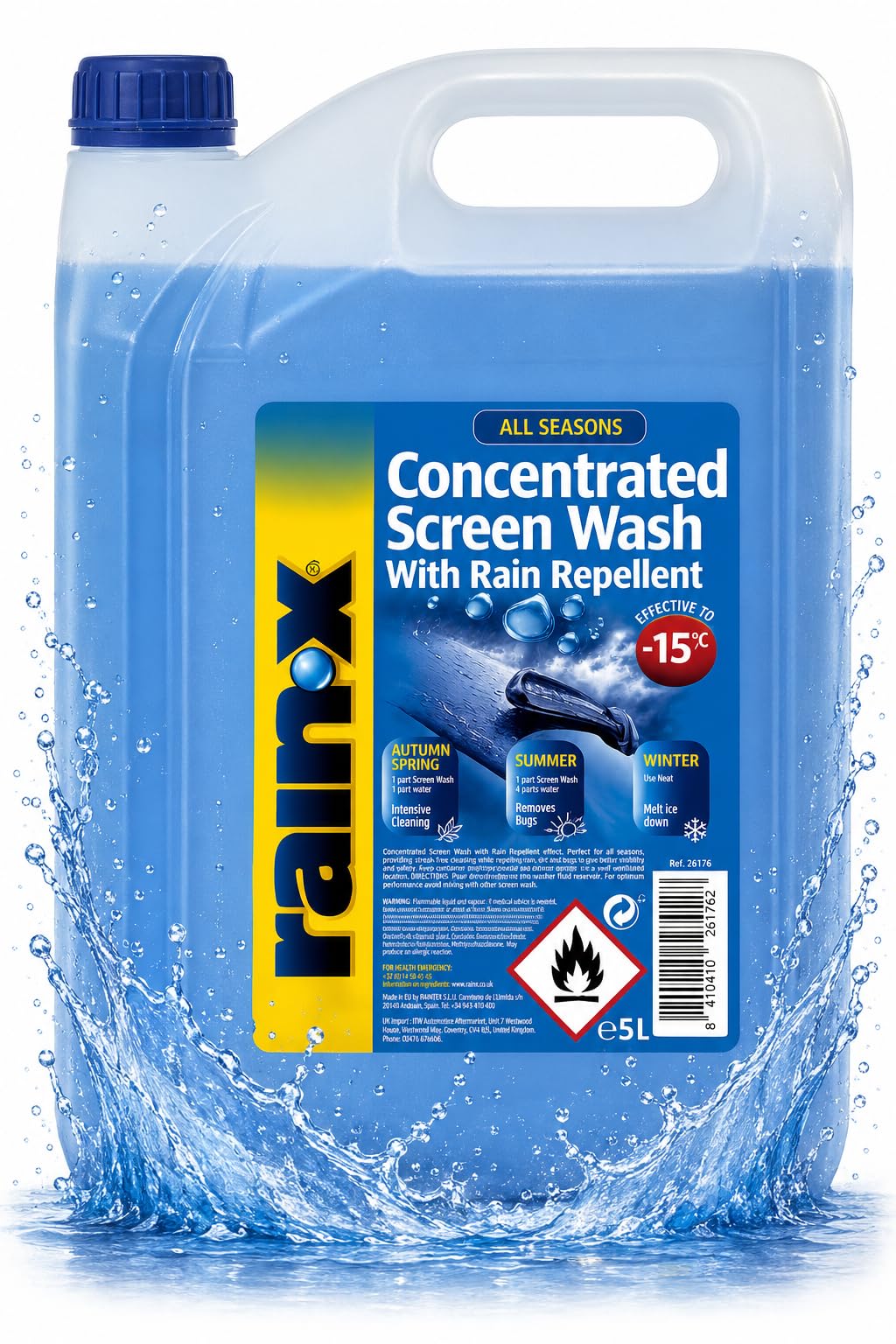 Rain-X Concentrated Screenwash with Rain Repellent - Down to -15°C - 5L | Superi
