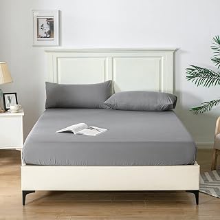 Good Nite Super King Fitted Sheet 182×200 cm, 25cm Deep Pocket, Dark Gray