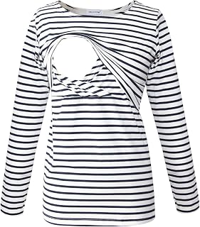 Smallshow Women's Long Sleeve Breastfeeding Top Maternity Nursing T-Shirt Pregnancy Clothes