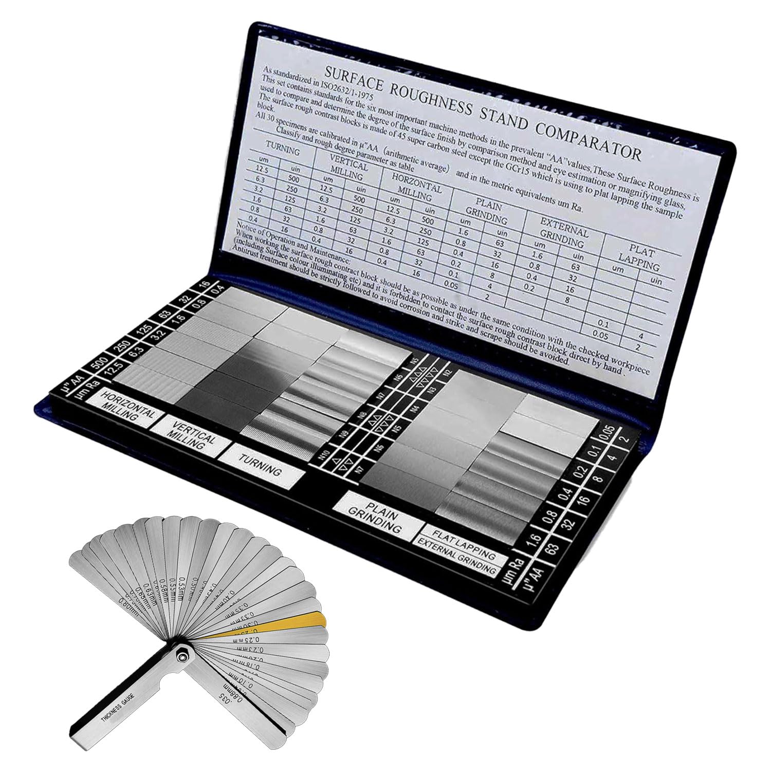 30Pcs Surface Roughness Comparators,Roughness Test Block Ra0.05-12.5mm Microfini