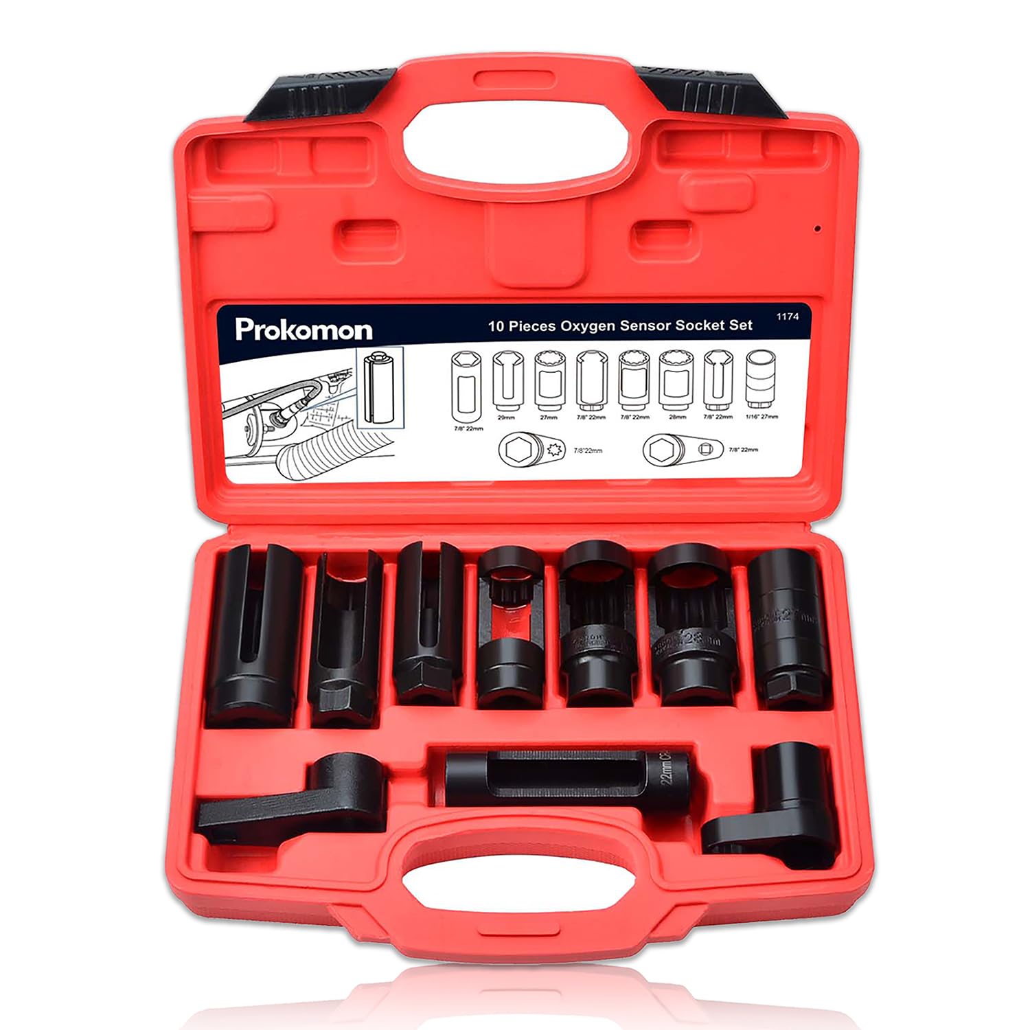 Prokomon 10pcs Oxygen Sensor Socket Set | O2 Sensor Removal Kit, Oil Pressure Se
