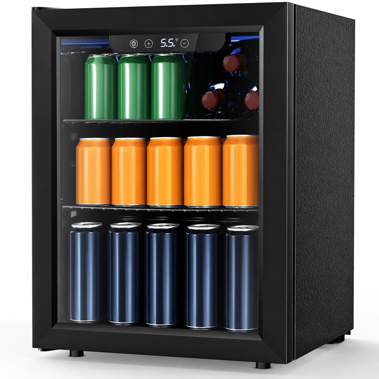 Electactic 1.7 Cu.ft Beverage Refrigerator Cooler, 68 Can Mini Fridge Glass Door