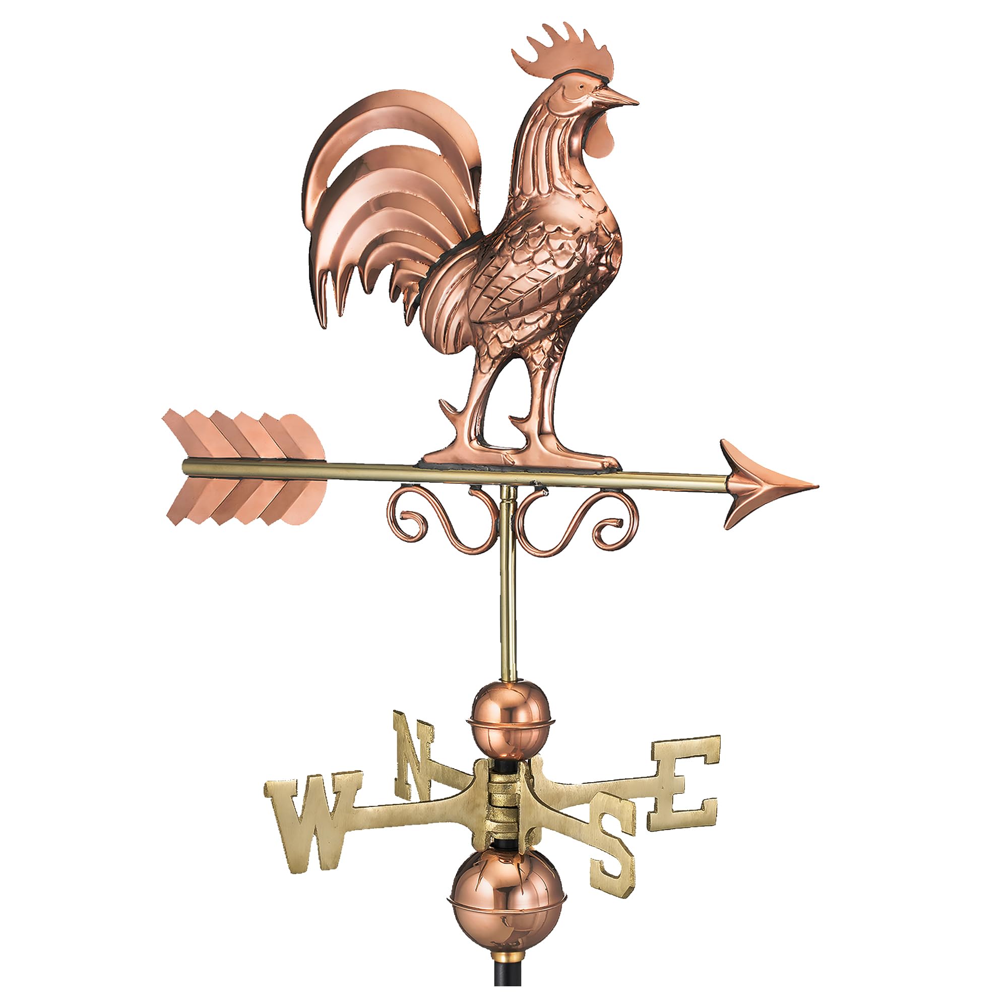 Good Directions Bantam Rooster Copper Weathervane, Includes Adjustable Roof Moun
