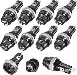 Gebildet 10Pcs 5 x 20mm Fuse Holder AC 10A 250V Black Screw Cap Panel Mounted Fuse Holder