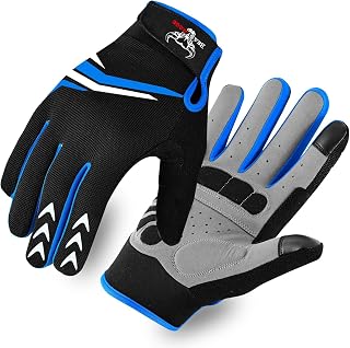 BEAST RAGE Full Finger Cycling Gloves with Padding for Men and Women, Anti-Slip, Shock Absorption, Breathable Touchscreen Mountain Bike Gloves for BMX, MTB Racing, Road Racing