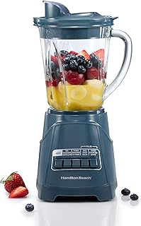 Hamilton Beach Power Elite Blender For Smoothies With Wave Action System | 40 oz. Glass Jar | 12 Functions Including Puree, Crush Ice | 700 Watts | Kitchen Makeover Blue | 58155