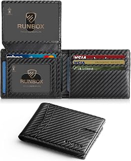 RUNBOX Wallet for Men -Slim Rfid Leather Mens Bifold Novelty Wallets 2 ID Window With Gift Box Men's Accessories
