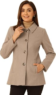 Allegra K Women's Ponite Collar Single Breasted Trench Coat, Light brown, XL