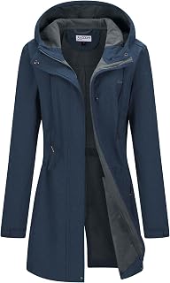 33,000ft Women's Long Softshell Jacket with Hood Fleece Lined Windproof Warm Waterproof Windproof