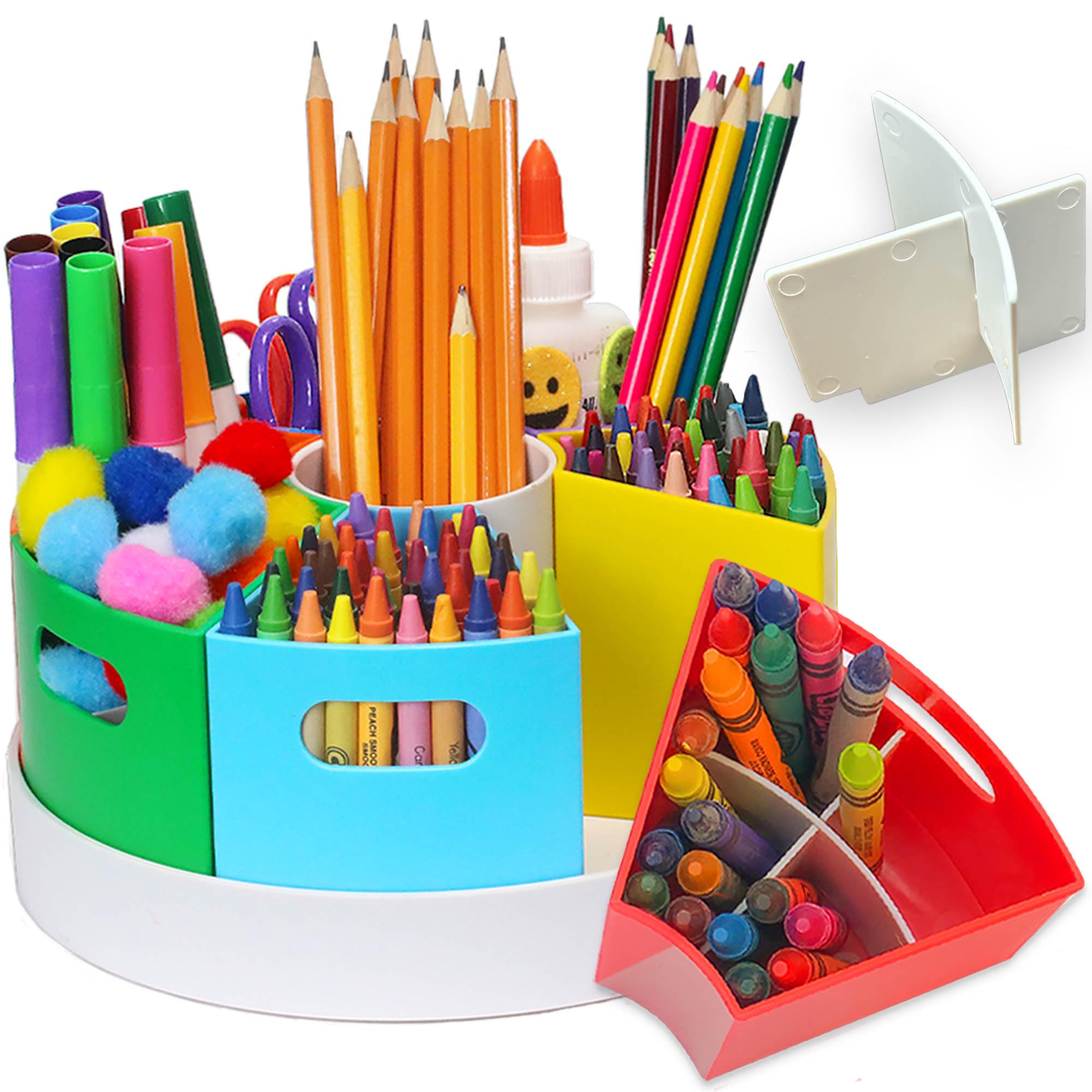Kids Art Supply Storage Organizer with Dividers – 8.6" Rotating Lazy Susan Caddy