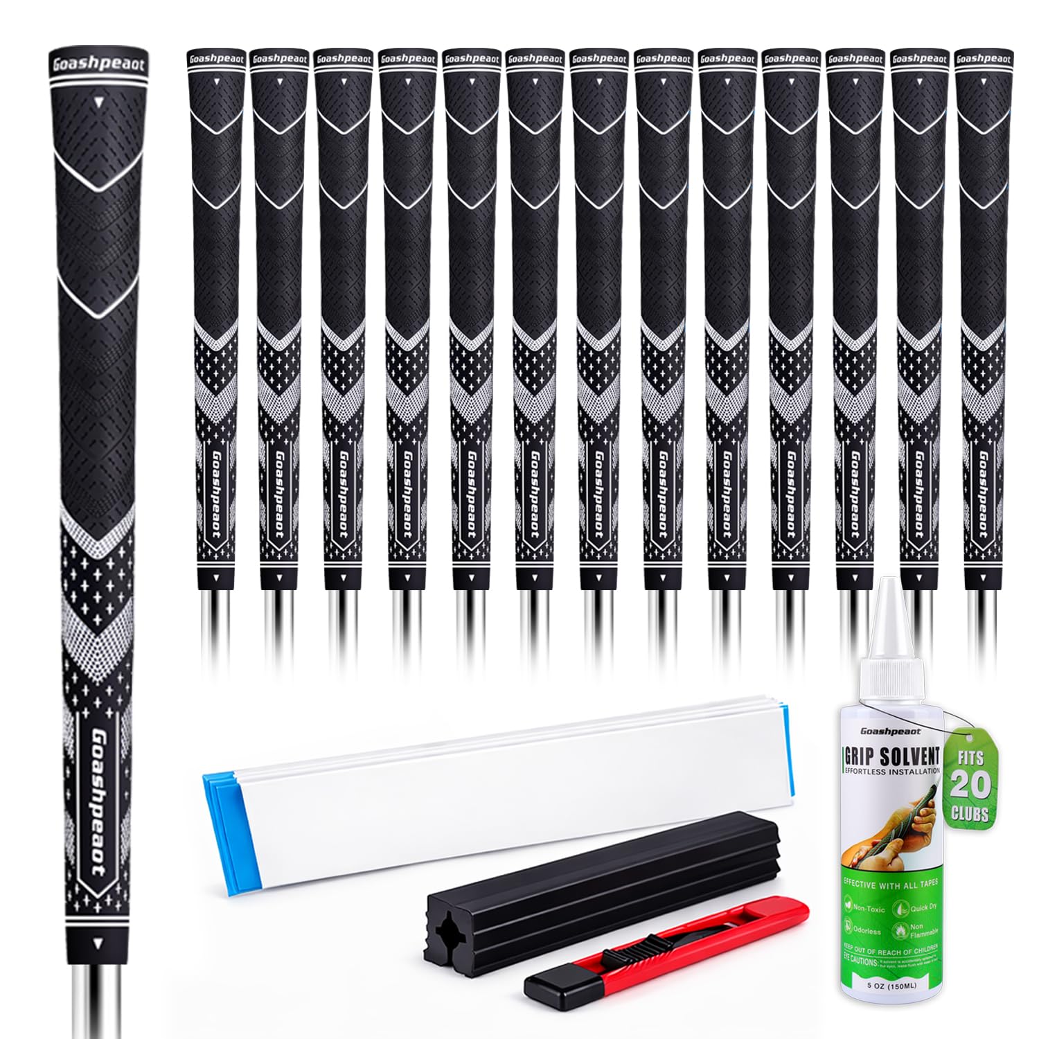 Goashpeaot High-Performance All-Weather Rubber Golf Grip with Golf Grip Kit, Out