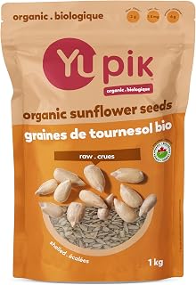 Yupik Organic Sunflower Seeds, No Shell, 1 kg, Non-GMO, Vegan, Gluten-Free, Kosher, Raw Seeds, Salt-Free, Oil-Free, Source of Fiber & Iron, Healthy Snack, Ideal for Baking & Topping