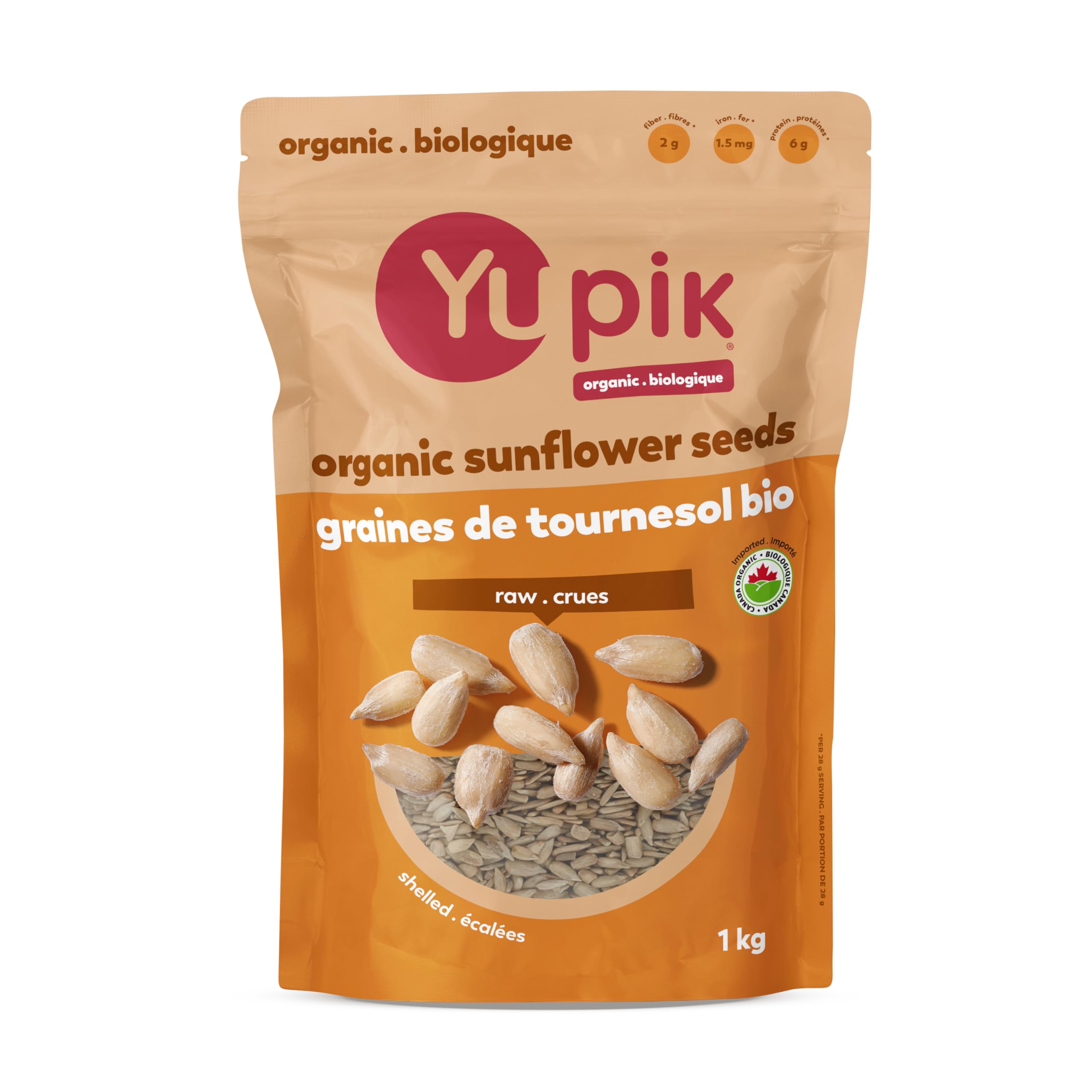 Yupik Organic Sunflower Seeds, No Shell, 1 kg, Non-GMO, Vegan, Gluten-Free, Kosh